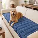decorUhome Couch Cover for Dogs, Non-Slip Fuzzy Pet Couch Covers for Sofa Pet Friendly, Soft Thick Dog Couch Covers Protector, Washable Sofa Slipcovers for 2 Cushion Sofa, Navy Blue, 27.6" x 59"