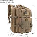 Hannibal Tactical MOLLE Assault Pack, Tactical Backpack Military Army Camping Rucksack, 3-Day Pack Trip w/USA Flag Patch, D-Rings, Coyote