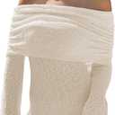 Unybwonn Women's Off Shoulder Mini Short Dress Bodycon Long Sleeve Crochet Sexy Going Out Mesh Elegant Sweater Dresses (Large, Beige)