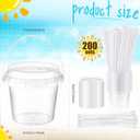 Funnymoom 200 Set 16oz Clear Plastic Drink Buckets with Lids and Straws Disposable Iced Coffee Cups Rum Buckets for Cocktail Parties Smoothie Cup Bulk with Handles for Beach Pool Party Supplies