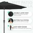 JEAREY 10FT Outdoor Patio Umbrella Outdoor Table Umbrella with Push Button Tilt and Crank, Market Umbrella 8 Sturdy Ribs UV Protection Waterproof for Pool, Garden (Black)