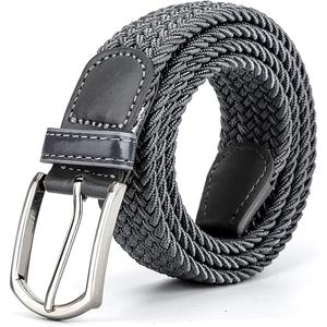 Braided Canvas Woven Elastic Stretch Belts for Men/Women/Junior with Multicolored (Medium/32"-34" Waist, Grey)