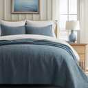 EVERGRACE 100% Cotton Paisley Quilt Set, Queen Size 3 Piece Set  Prewashed Lightweight Bedspread with 2 Shams, Soft & Breathable Matelasse Coverlet for All-Season Comfort, Stormy Blue