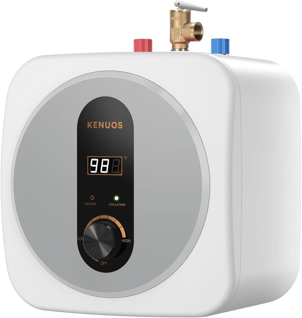 Under Sink Instant Hot Water Heater 2.5 Gallon Water Heater Digital Display Household 120V 1500W Mini Tank Water Heater,RV Small Water Heater with Updated Pressure Release Vavle