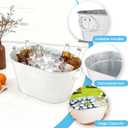 1PC Galvanized Tub Ice Bucket for Parties, Thick Metal Galvanized Drink Buckets, Beverage Tub with Handles, Drink Bucket for Indoor & Outdoor Party (White)