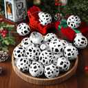20 Pcs Cow Print Christmas Ornaments Western Cow Christmas Tree Decor Black and White Cowhide Ball Ornaments Farmhouse Country Xmas Hanging Decoration Shatterproof for Farm Rustic Holiday
