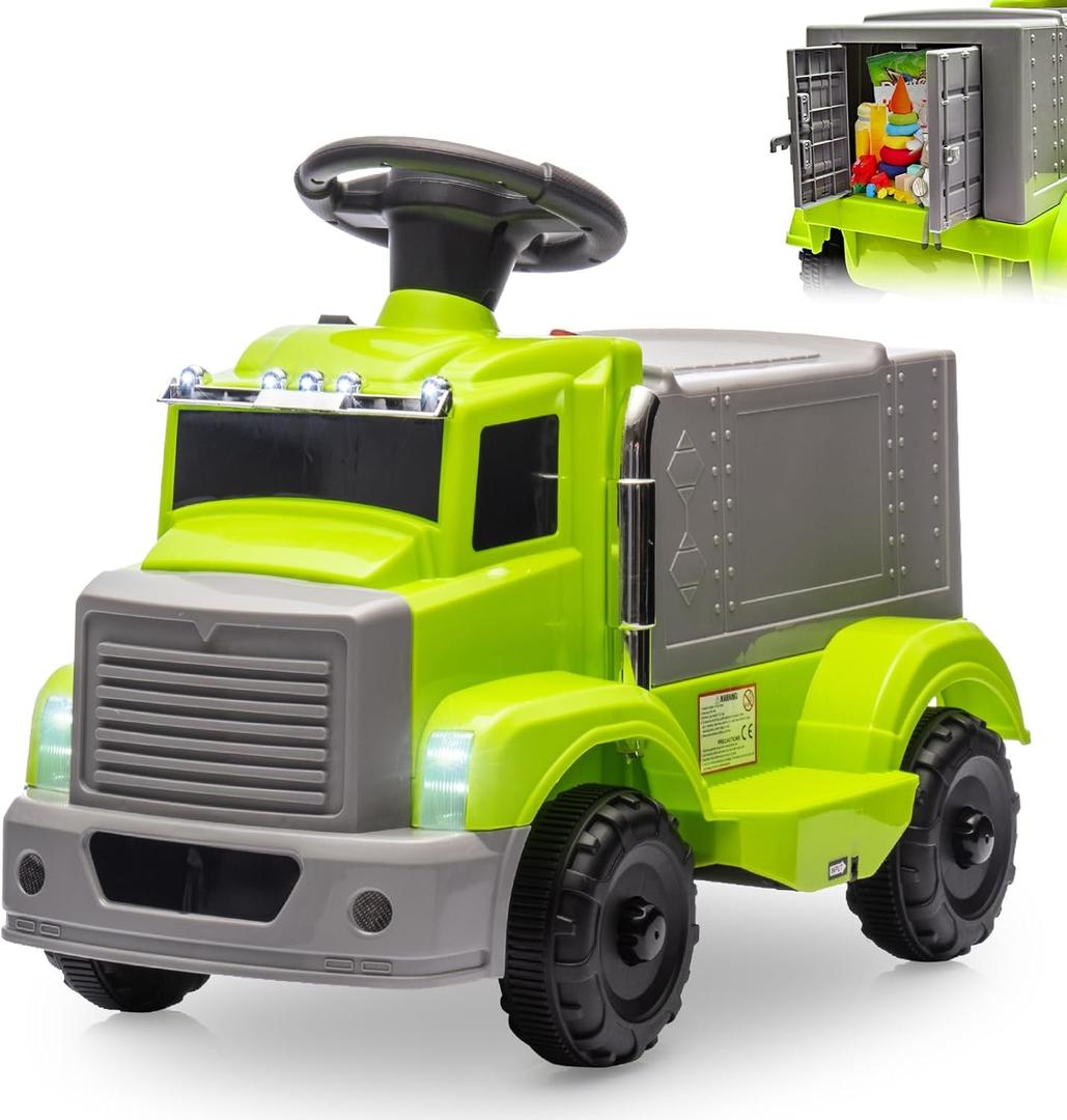 6V Ride On Toy Car for Toddlers, Electric Car for Kids w/ 2 Headlights, 5 Led Lights, Large Storage Area, Music, Kids Car to Drive Includes 6V Rechargeable Battery & Charger, Green