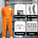 Prisoner Costume Men Orange Prisoner Jumpsuit for Halloween Costume Prison Inmate Outfit Jail Uniform (XX-Large, Short Sleeve)