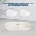 Elevated Ceramic Dog Bowl Set - Double Dog Feeding Bowls with Stand Splash Proof - Raised Dishes for Food and Water - Ideal for Small to Medium Dogs - 2 x 850 ml - 28.74 oz - White