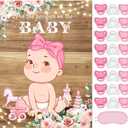 Faccito Pin The Pacifier Baby Shower Game Baby Shower Party Decorations Include Large Poster 24 Pacifier Stickers Blindfold Game Set for Birthday Party Decor Supplies(Country Girl), No Pacifiers