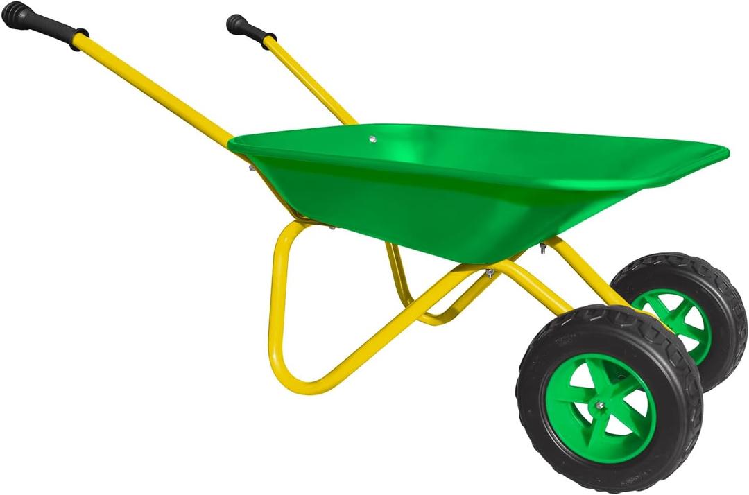 3T GROUP Kids Wheelbarrow Toy, Toddler Children Metal Wheelbarrow, Kid Gardening Tool, Wheel Barrow, Kids Wheel Barrel Sowing, Digging Sand, Sweeping Leaves, Shoveling Snow Green(Green)