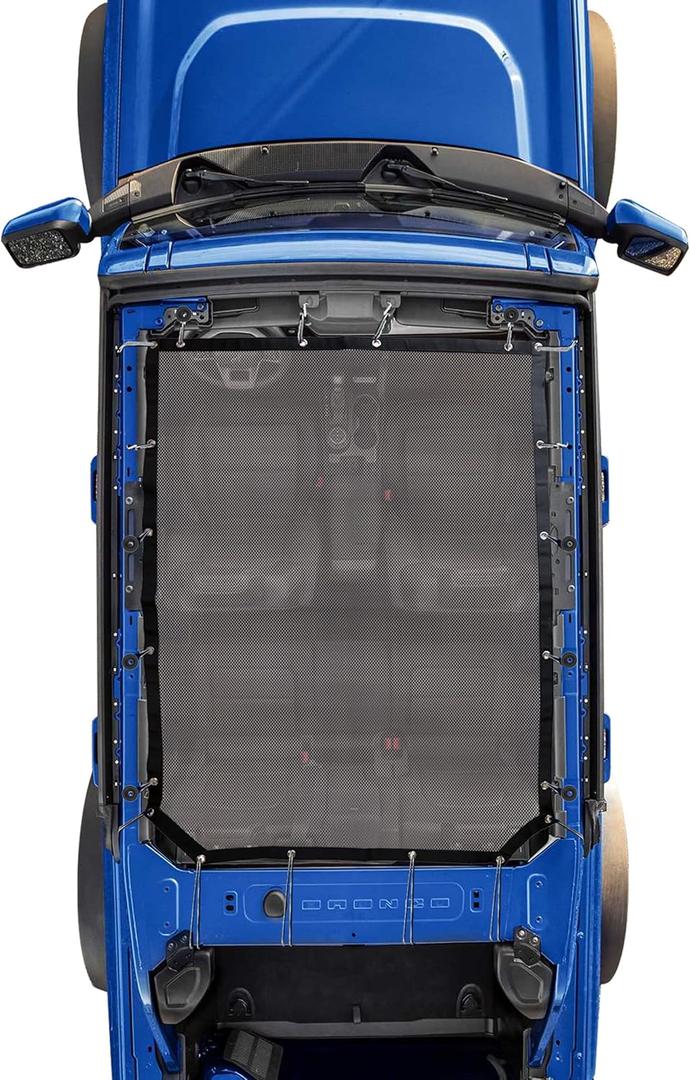 Sunshade for Ford Bronco,Mesh Sun Shade Bikini Top Cover Bimini Top for Ford Bronco Accessories 2021 2022 2023 2024 2025 4 Door - Blocks UV, Wind, Noise (Grey) Sunshade for Ford Bronco,Mesh Sun Shade Bikini Top Cover Bimini Top for Ford Bronco Accessories 2021 2022 2023 2024 2025 4 Door - Blocks UV, Wind, Noise (Grey)