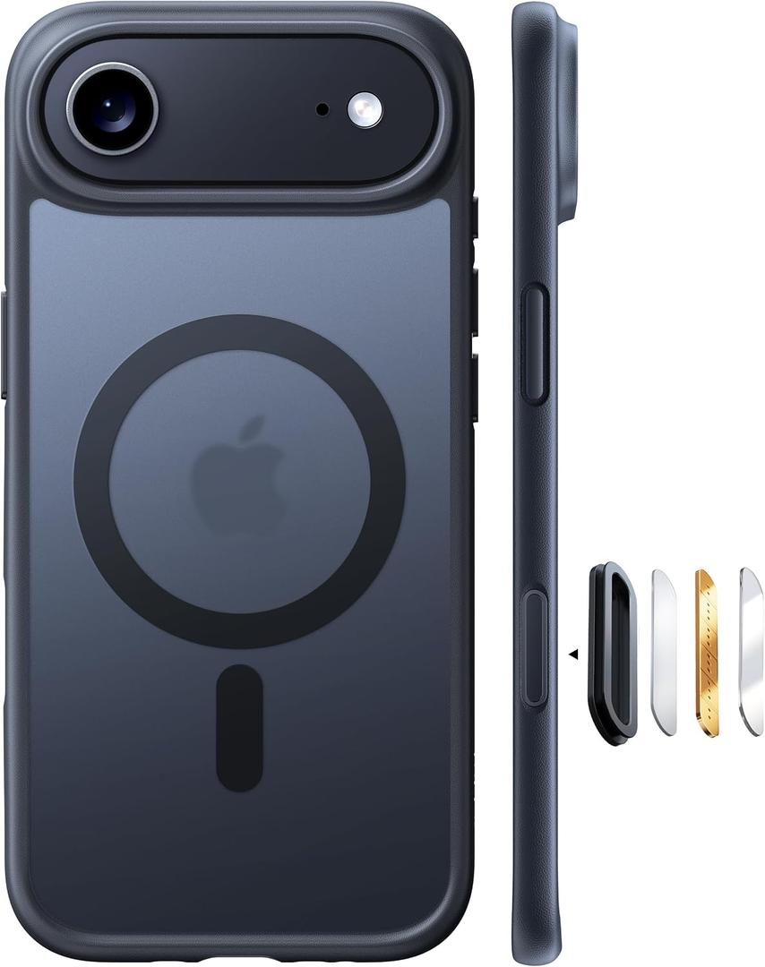 TORRAS for iPhone Air Case 6.5'', Stronger Magnetic with MagSafe, Shockproof Slim Case for iPhone 17 Air with Camera Control & Colorful Button, Mil-Grade Drop Tested,Translucent Matte Black