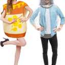 Panitay Jar of Honey Halloween Costume Set Beekeeper Couples Outfits Cosplay Bee Jacket Honey Pot for Bee Ventilated Beekeeping Suit for Women Men Halloween Party Supplies