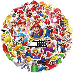 2 x 50pcs Cartoon Mario Stickers for Kids, Vinyl Waterproof Super Mario Bros Decal for Water Bottle Laptop Toy Sticker for DIY Decorate Bumper Phone Hard Hat Kids Teens Gifts