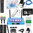 2025 Version S6 MAX 4GB RAM 64GB ROM 6K Ultra HD Built-in Voice Control HDMI Cable,Power Supply, Voice Remote Control, 128G TF Card, 128 USB Flash Driver ect