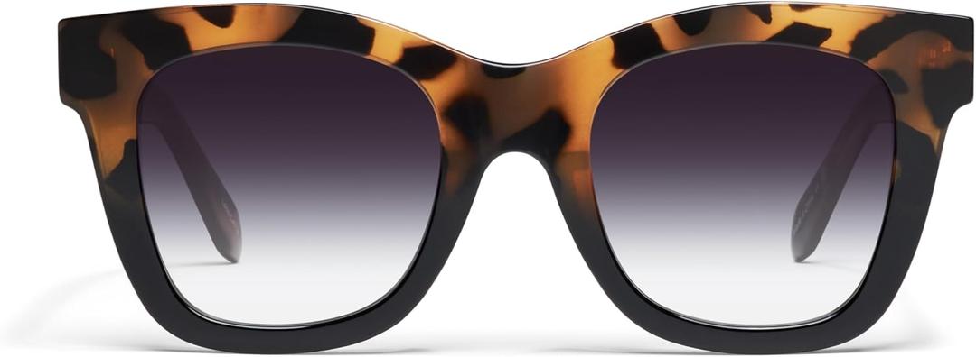 QUAY After Hours Polarized Sunglasses, Oversized Women Square Sunglasses with UV Protection, Statement Designer Shades (Tortoise Black/Fade)
