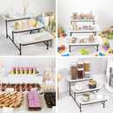 3 Tier Servings Tray for Party, 12"x6" Tiered Serving Platters with Steel Display Stand for Sevring Food,Cookies,Veggie, Dessert,Fruit, Black