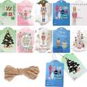 3 x Yeaqee 120 Pcs Nutcracker Christmas Gift Tags with String Holiday Paper Name Tags Nutcracker Favor Hanging Labels for DIY Xmas Present Wrapping Party Decorations (Watercolor)