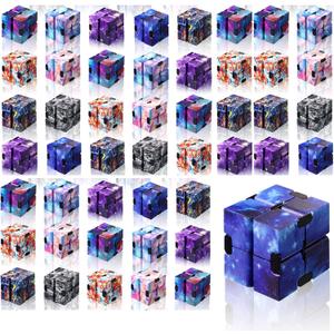 Chivao 48 Pcs Cube Sensory Toy Infinite Cube Fidget Toy Stress Relieving Handheld Infinite Flipping Hand Desk Gift Portable Blocks for Teen Adult Anxiety Stress Relief Sensory(Starry Sky Style)