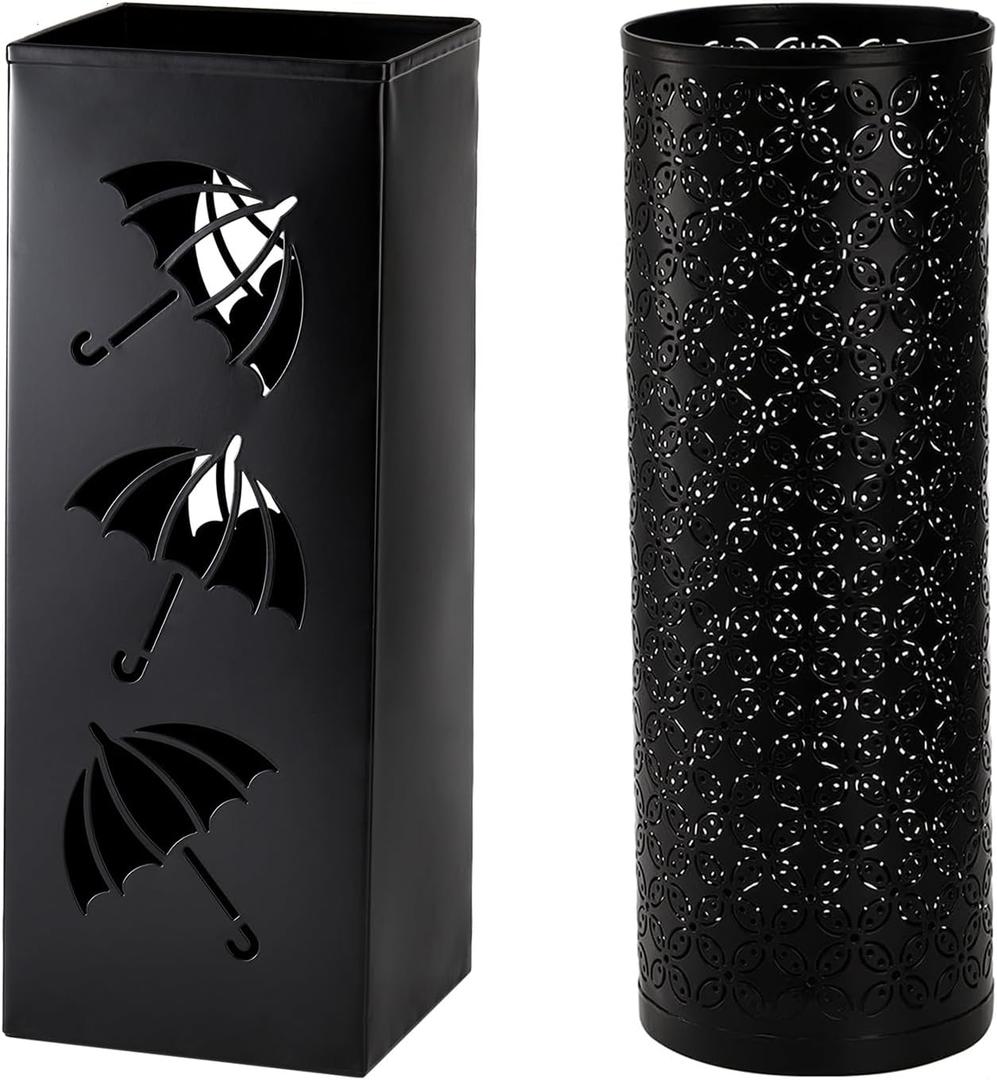 2 Pack Umbrella Stands, Metal Umbrella Holder for Entryway,Square Umbrella Rack Organizer Freestanding for Umbrellas,Walking Cane,Wrapping Paper,Hiking Poles