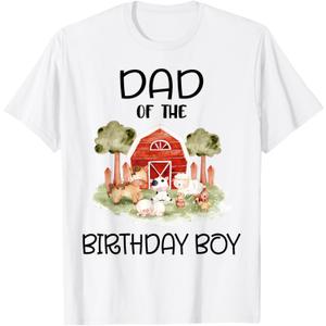 Dad of The Birthday For Boy Barnyard Farm Animals Party T-Shirt Medium