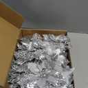 RICHMYC Christmas Flowers Artificial Glitter 24pcs Poinsettia Flowers Berries Christmas Decoration Xmas Tree Ornaments Wreath Garland Decoration, Silvery