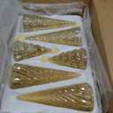 Set of 6 Illuminated Mercury Glass Christmas Tree Tabletop Tree Figurines with LED Lights Battery Operated Lighted Christmas Table Centerpieces for Indoor Fireplace Mantel Decorations (Stylish)