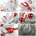 Winter Wreath, 24inch Wreaths, Artificial Wreaths for Front Door, White Faux Fir with Red Ornaments and Berries Wreaths in Autumn and Winter, Indoors,Outdoors, corridors, Offices. (White)