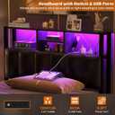 Aheaplus Headboard for Twin Size Bed with Storage, Upholstered Headboards with Outlets, USB Ports and LED Light, Reversible Twin Size Head Board, Height Adjustable, Comfortable Headboard, Black