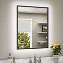 TETOTE 40 x 24 Backlit Mirror Brushed Black Metal Frame LED Light Vanity 3-Color White/Warm/Natural Stepless Dimmable Anti-Fog Backlight Mirror Wall-Mounted