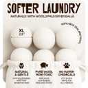 WoollyPals Dryer Balls (6-Pack, XL Size) - 100% New Zealand Wool - No More Dryer Sheets - Eco Dryer Balls - Reusable - Softens Laundry - Reduces Drying Time & Static - with Storage Bag (Plain White)