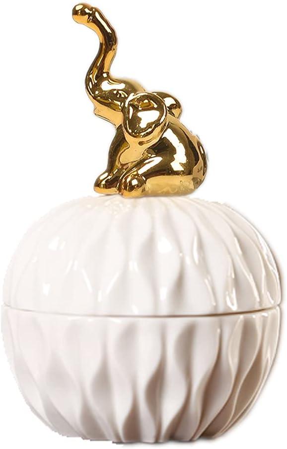Golden Cute Animal Ceramic Jewelry Box Ring Storage Jar Animal Candy Box for Keeping Holding Ring, Necklaces, Jewelry, Earring, Keys, wedding Candy, Elephant, 4.2 Inch