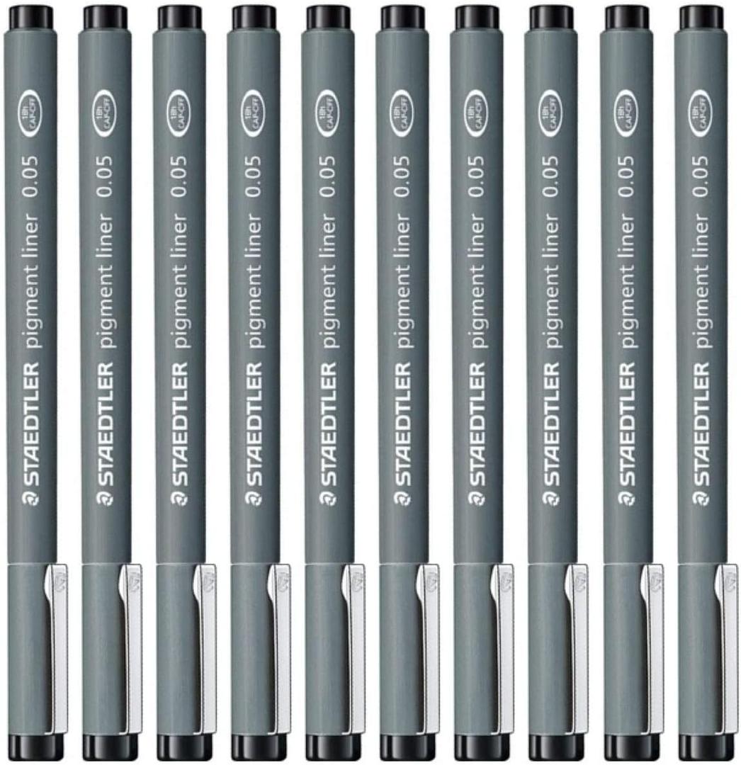 Staedtler 0.05 mm Pigment Liner Fineliner Sketching Drawing Drafting Pens Pack of 10