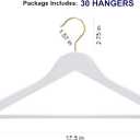 Amber Home 20 Pack White Wooden Coat Hangers with Gold Hook, White Wood Suit Hangers with Non-Slip Pant Bar, Clothes Hangers for Closet Organization, Shirts, Jackets, Dresses and Pants (White+Gold,20)