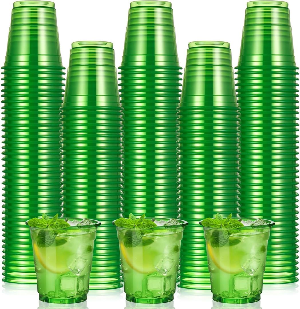 LemonRoad 120 Pack 2 oz Valentine Plastic Shot Glasses Valentine Disposable Mini Drinking Cups Bulk for Winter Parties Picnics Cocktails Events Celebrations Favors(Green)