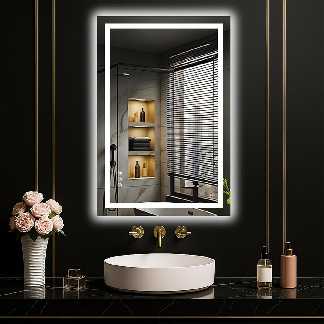LOAAO 20"x30" LED Mirror for Bathroom, Lighted Bathroom Mirror with Lights, Anti-Fog, Dimmable, Memory Function, Clear Reflection