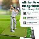 Ponsonbay Dual Turf Golf Hitting Mat with Ball Tray, Integrated Golf Practice Mat for Indoor & Outdoor Use Golf Training Mat with 3 Tees 6 ft x 4 ft 1.22 in Thick