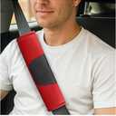 2PCS Car Seat Belt Cover, Soft Leather Vehicle Seatbelt Strap Shoulder Cushion Pad, Comfortable Automotive Interior Seat Belt Harness Mat, Universal for Truck SUV RV (Red)