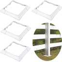 6 x 6 Inches Vinyl Post Sleeve Adjustable Vinyl Post Skirt White Base Porch Column Wraps for 3 to 6.5 Inch Wood Stair Rails(White,4 Pack)