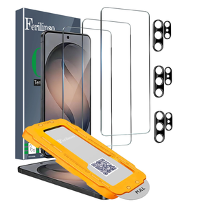 Ferilinso [Auto Dust Install] 3 Pack Screen Protector for Samsung Galaxy S26 Ultra, Military Grade Shatterproof, with 3Pack Tempered Glass Camera Lens Protector, Phone Case Friendly Accessories