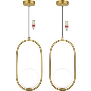 lobolighting Pendant Light Fixtures, 2 Pack Modern Gold Pendant Lighting Adjustable Height Mid Century Chandelier, Frosted Glass Globe Single Hanging Light for Kitchen Island Dining Room Bedroom