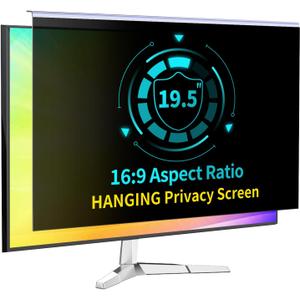 19.5 Inch Computer Privacy Screen for 16:9 Computer Monitor, Anti-Blue Light Monitor Privacy Screen Filter, Anti-UV Computer Shield