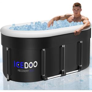 Wxtkkom Ice Bath Tub for Athletes, 175 Gallons Hot & Cold Plunge Tub with Cover for Recovery, Cold Water Therapy, Multiple Layered Portable Hot Tubs for Cold Water Therapy-Black