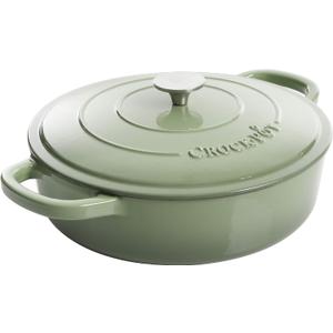 Crock Pot Artisan Enameled Cast Iron Braiser W/Lid, 5-Quart, Pistachio
