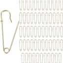 60-Pack Large Safety Pins, 1.5" Spring Lock Pins Blanket Bulk Pins for Fashion/Clothes/Sewing/Quilting/Upholstery/Laundry/DIY Craft/Decorative, Big Safety Pins [Gold]
