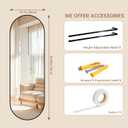 Hasipu 47 x 16 in Arched Over-The-Door Full-Length Mirror, Tempered Glass, Aluminum Frame Black