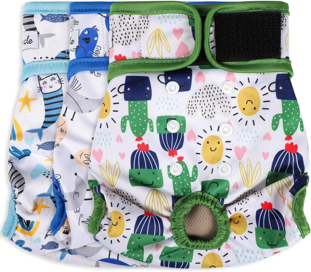 Washable Female Dog Diapers - Premium Reusable Diapers for Doggie in Heat - Highly Absorbent Dog Diapers Female for Pet Incontinence with Adjustable Snaps (Cactus, M) (Medium (12-15Waist) Washable Female Dog Diapers - Premium Reusable Diapers for Doggie in Heat - Highly Absorbent Dog Diapers Female for Pet Incontinence with Adjustable Snaps (Cactus, M) (Medium (12-15Waist)