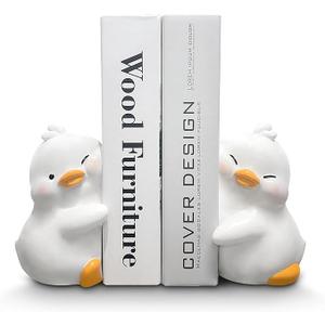 HINUGO Cute Duck Bookends Decoration, Book Ends for Heavy Books, Book Holders for Shelves in Home Office Children’s Rooms Desk Bookshelf