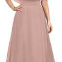 Pinup Fashion Women's Bridesmaid Dresses for Wedding Plus Size Formal Off The Shoulder Chiffon Maxi Dresses Size 24w